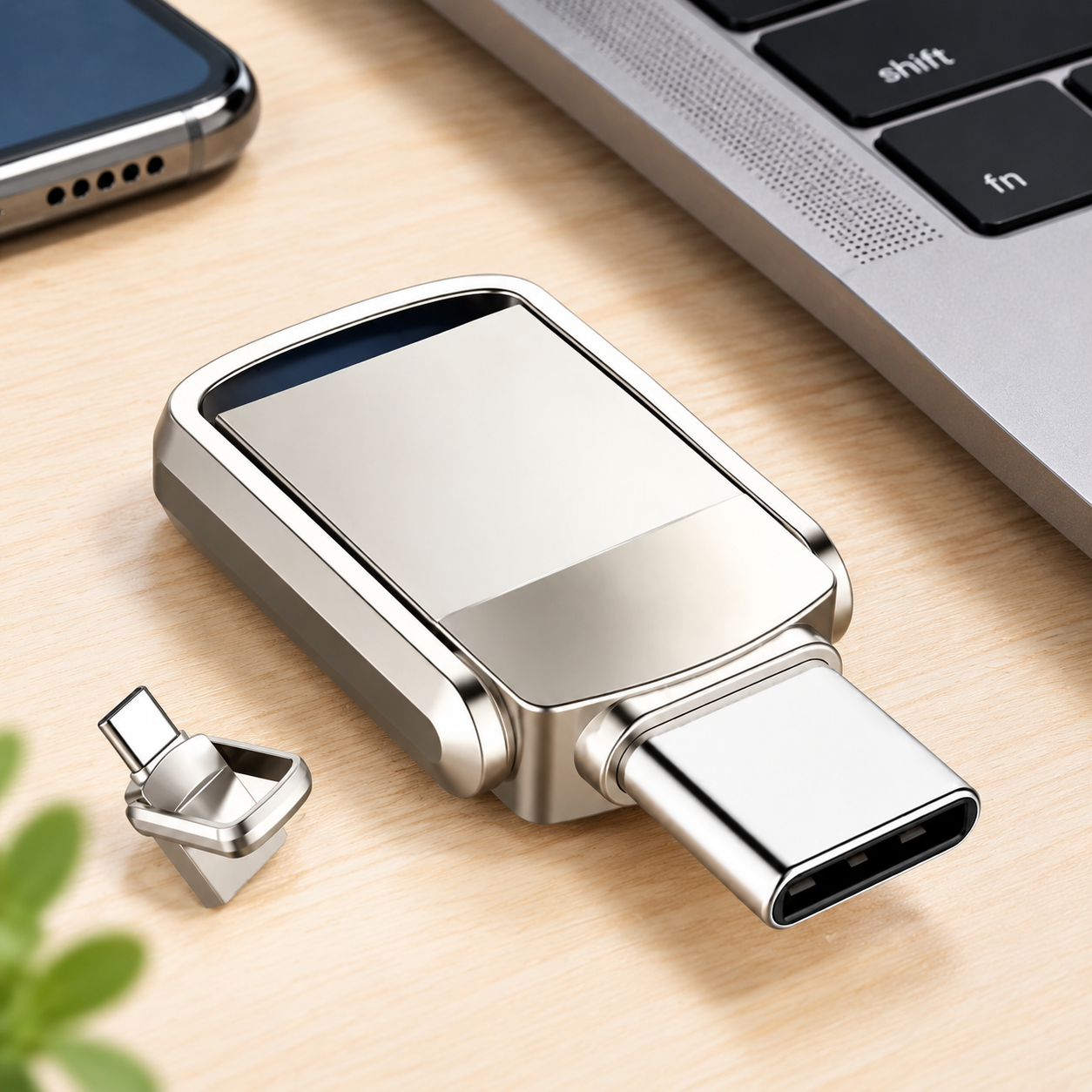 USB-накопитель Type-C 2ТБ, OTG (Цвет товара: серебристый)