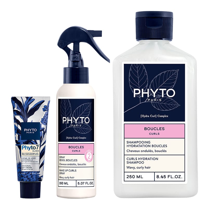 Косметический набор для волос Phyto Curls Hydration Hair Set набор увлажняющий шампунь 250 мл + спрей, подчеркивающий локоны 150 мл + питательный крем для волос 50 мл
