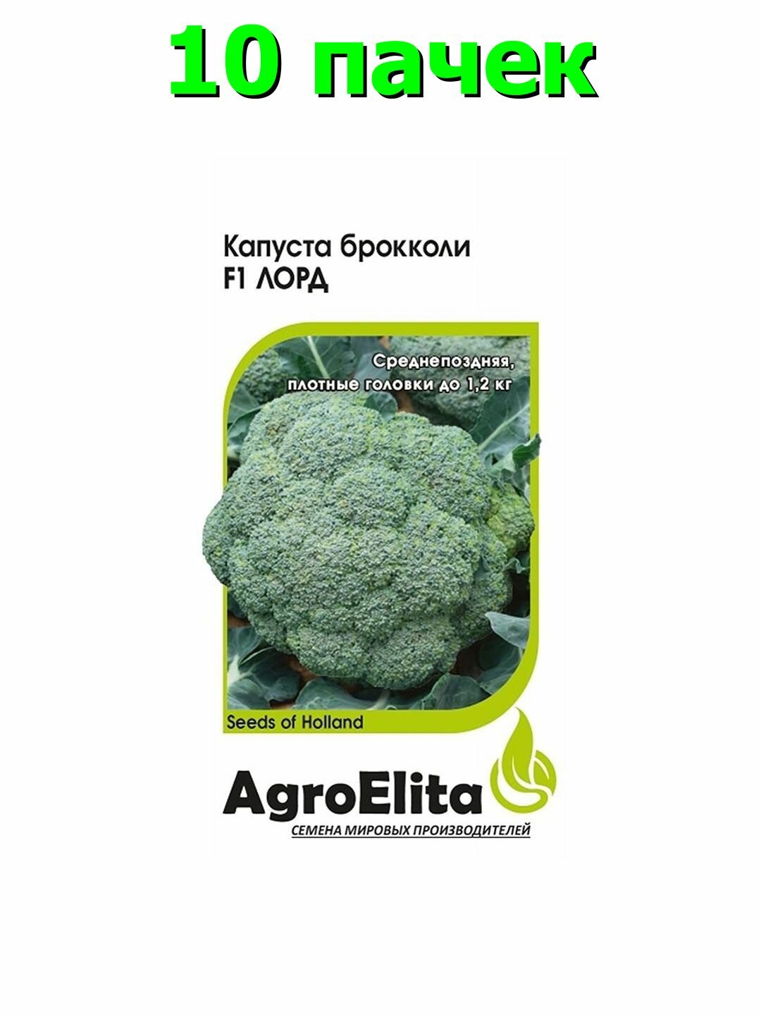 Семена Капуста брокколи Лорд F1, позднеспелый, AgroElita - Семинис, 1 пачка - 10 семян