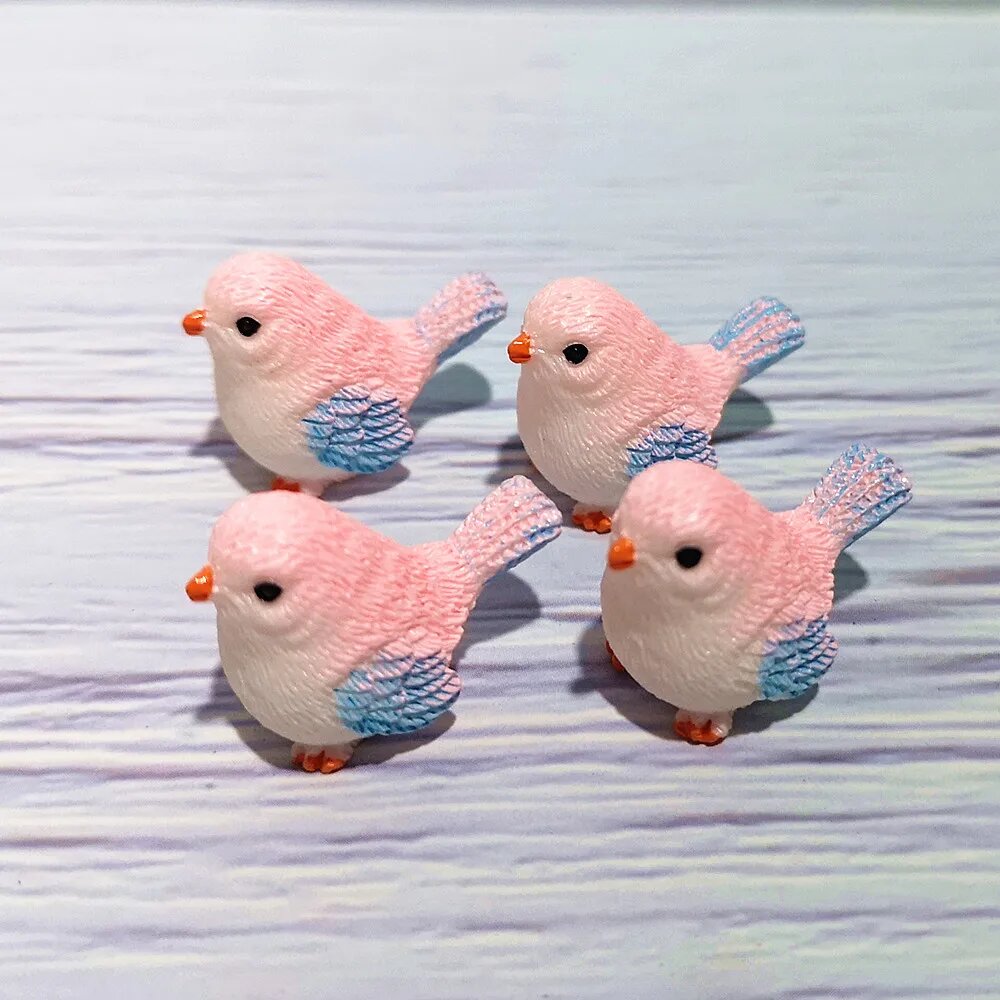 Миниатюрные фигурки птиц из канифоли Moving Forest 4 шт. Розовый, 4pc pink A
