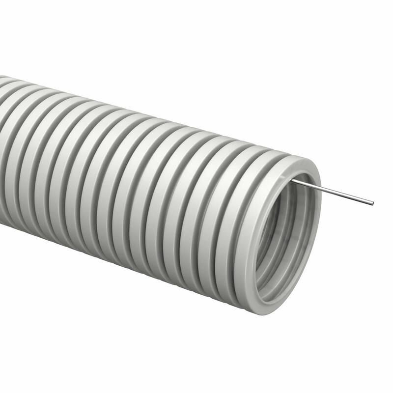 Труба гофрированная ПВХ d20мм с протяжкой сер. (уп.75м) TOKOV ELECTRIC TKE-TG/P-20-C06/75