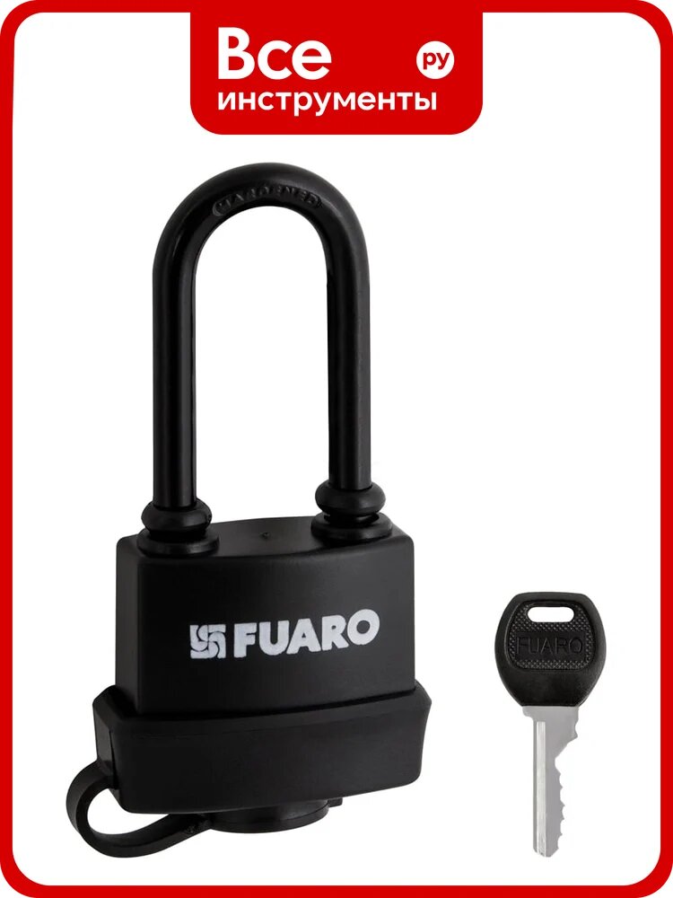 Замок навесной FUARO PL-WEATHER-3660 LS 3 ключа BLACK удлиненная дужка, английский, блистер 57509