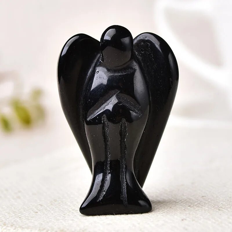 Хрустальная фигурка ангела из аметиста и розового кварца RYCRYSTAL Черный, Obsidian