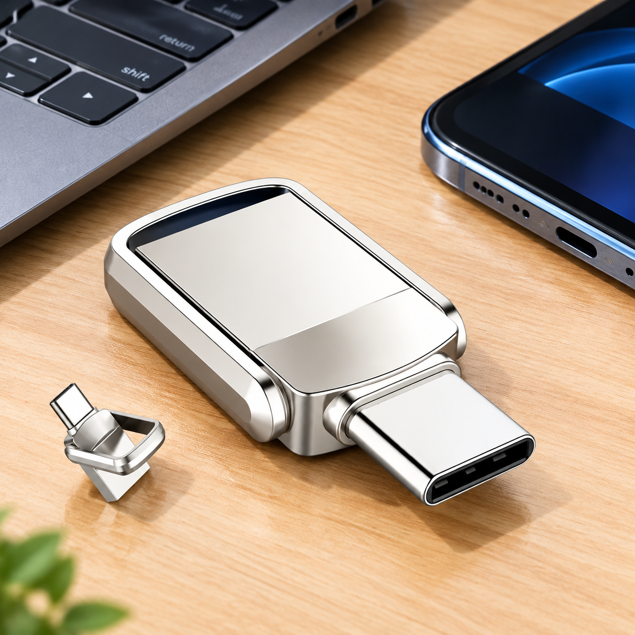 USB-накопитель Type-C 2ТБ, OTG (Цвет товара: серебристый)