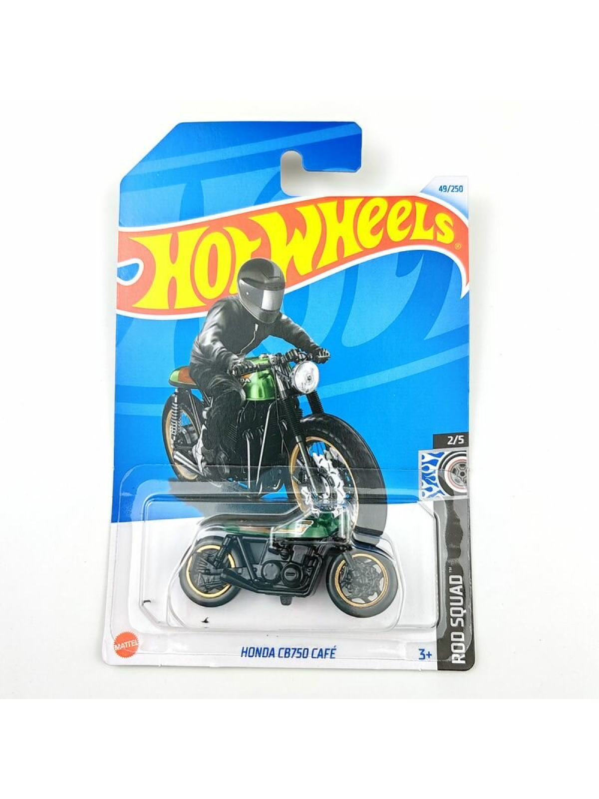 Мотоцикл Honda CB750 Café — коллекционная миниатюра 1:64 из металла, зелёный кастом