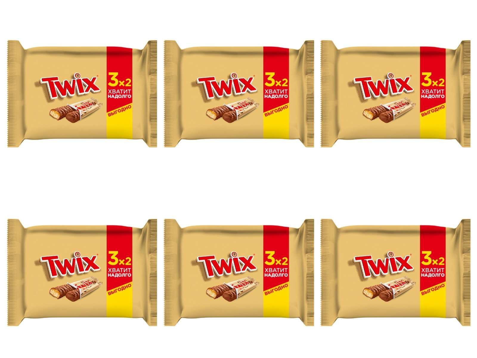 Twix Батончик шоколадный 55 г х 3 шт, 165 г, 6 уп.