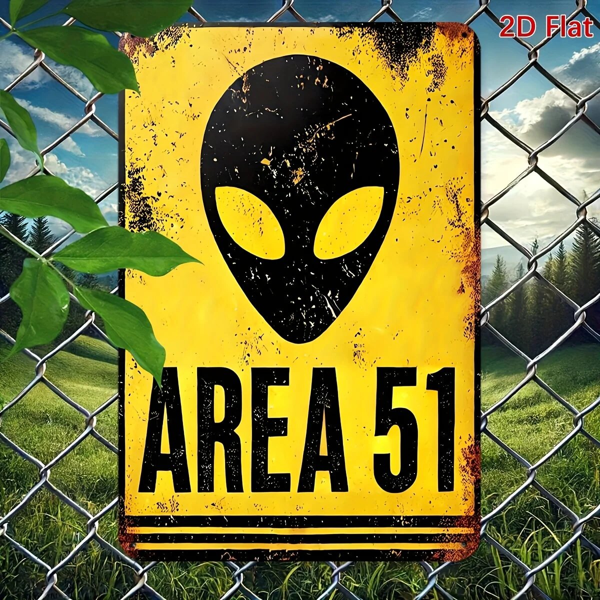 Металлическая табличка «Зона 51» с предупреждением о пришельцах