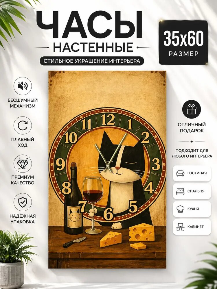 ДоброДаров Настенные часы 60 см х 35 см плавный механизм, бесшумный механизм желтый