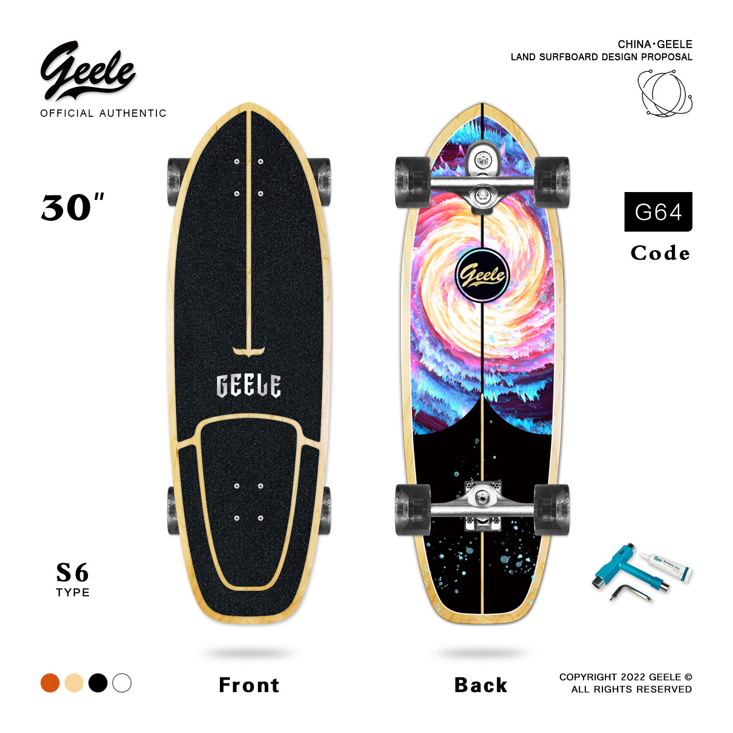 Симулятор серфинга Geele Land Surfboard S6 с торсионной пружиной, профессиональная тренировка по серфингу и катанию на лыжах, скейтборд для взрослых - педали не требуются