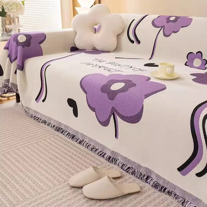Фиолетовый чехол на диван English Flower 90x90 см, защита от когтей, нескользкий