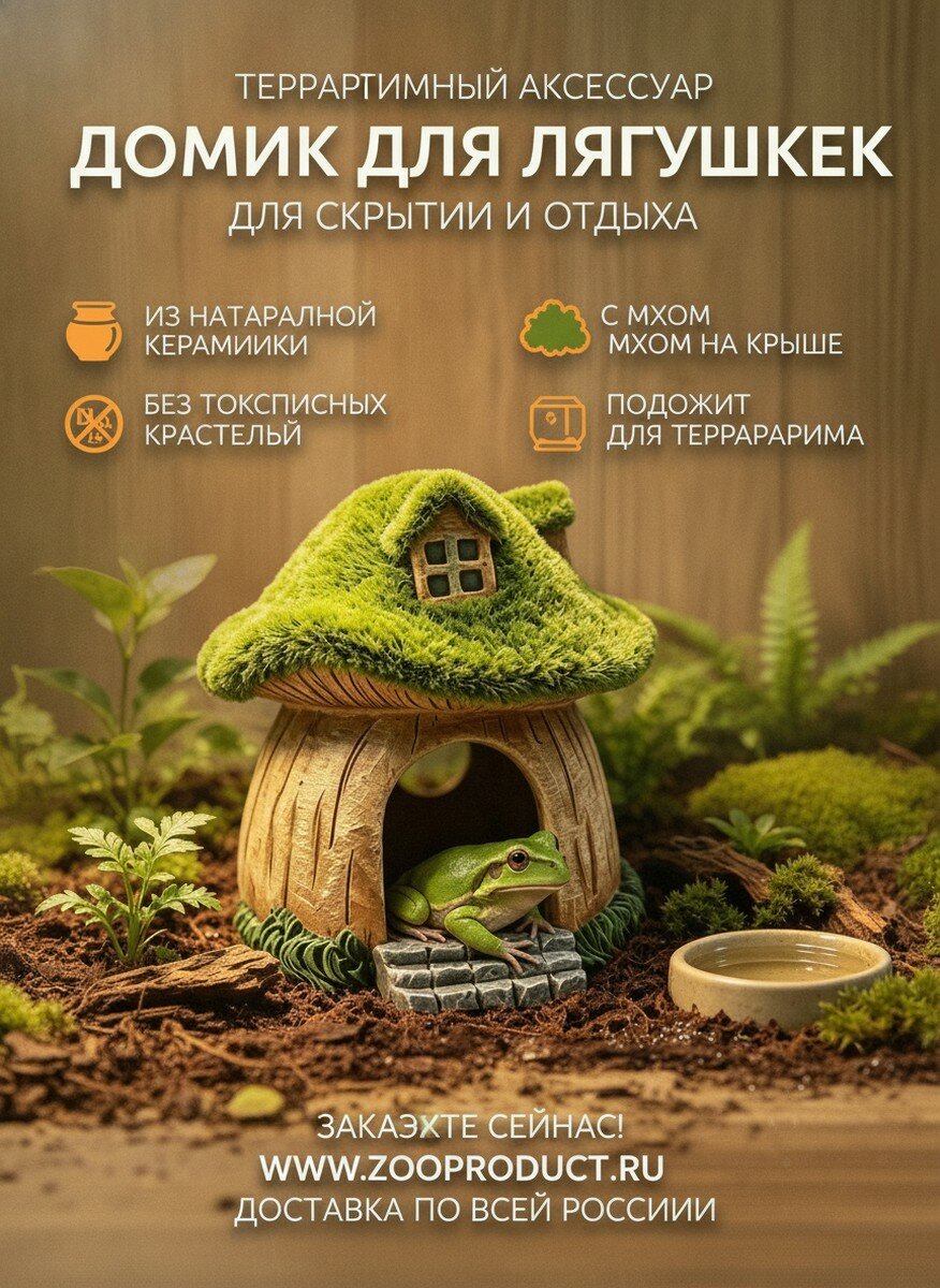 Домик-убежище для лазающих питомцев, рогатая лягушка, нора во мху, хижина из смолы, охраняющая дворец