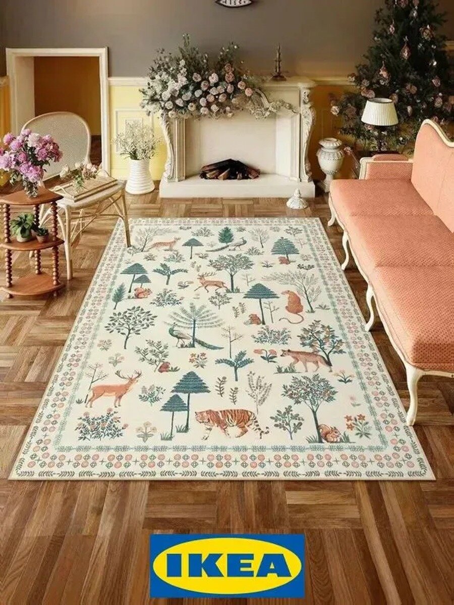 Ковер Животные и лес 120x180 см, прямоугольный, разноцветный, полиэстер