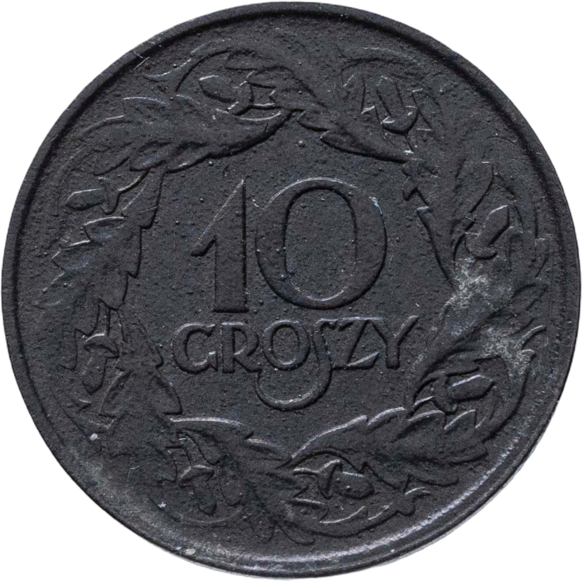 Польша 10 грошей groszy 1923 цинк немецкая оккупация, Цинк, в сохранности VF-XF