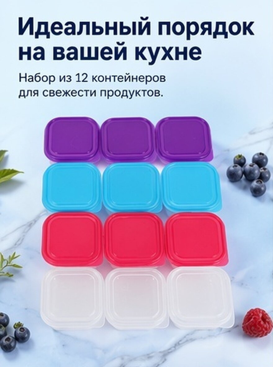 Пищевые коробки для прикорма ребенка объемом 6.5X6.5X4CM комплект 12 штук