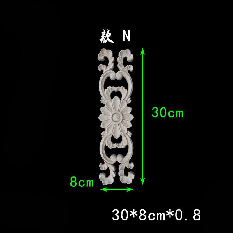 Деревянные резные аппликации MayupeT для мебели Черный, N 30cmX8cm
