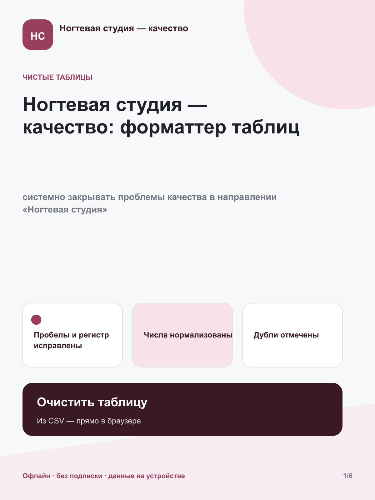 Ногтевая студия — качество: форматтер таблиц