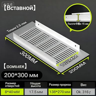 Решетка вентиляционная 300х200мм белая алюминиевая