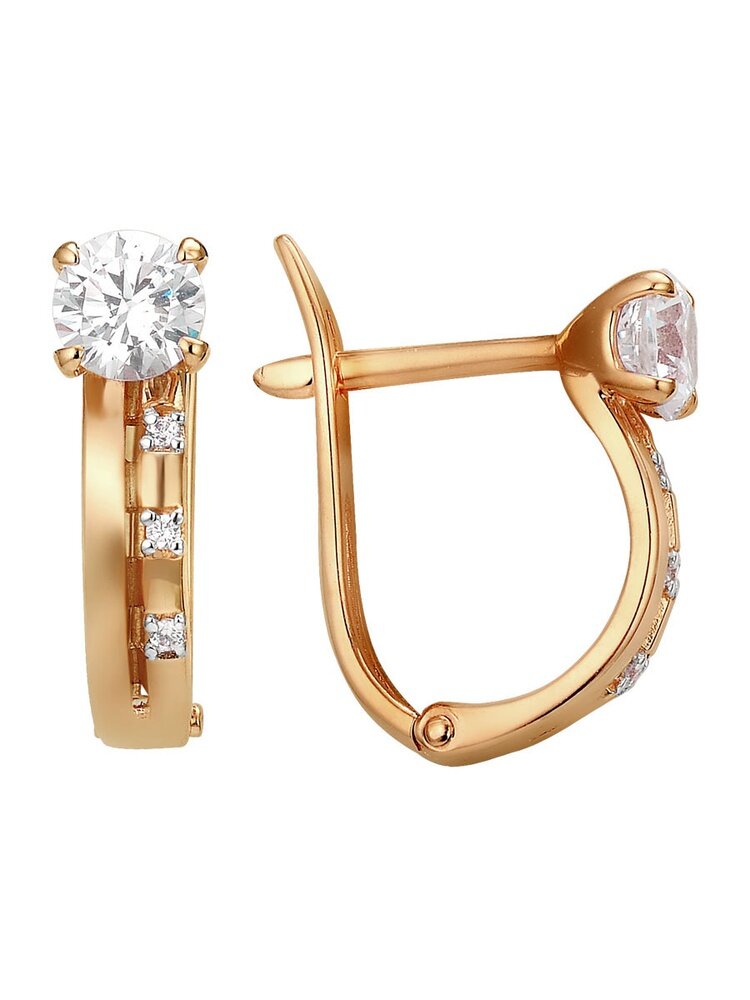Серьги, красное золото, 375 проба, золочение, фианит