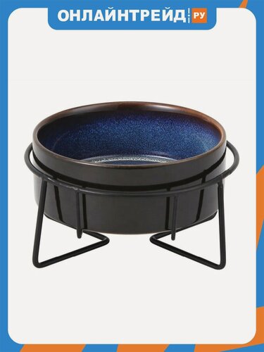 Изображение товара Миски для котят и кошек Zoowell керамические LOFT на подставке черные (ZWbowl3)