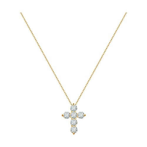 фото Крестик diamant online, красное золото, 585 проба, бриллиант выращенный, размер 45 см., прозрачный