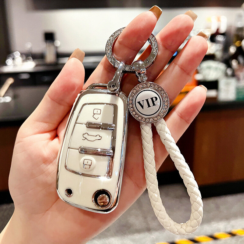 Audi Складной чехол-брелок с белым корпусом и VIP-диамантным шнуром