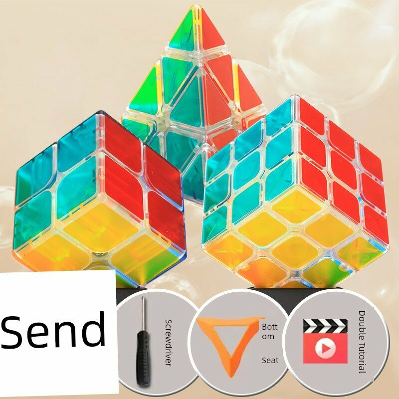 Матовый прозрачный красный набор кубиков 2x2, 3x3 и пирамиды для скоростного кубика, обучающая игрушка