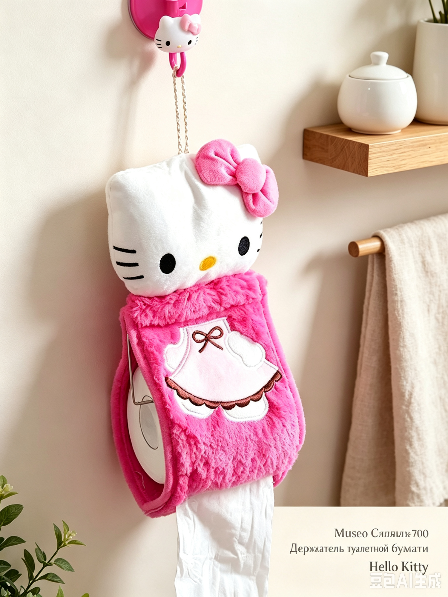Держатель для туалетной бумаги, мини-Hello Kitty от Sanrio, подвесной, плюшевый, для ванной, nine red