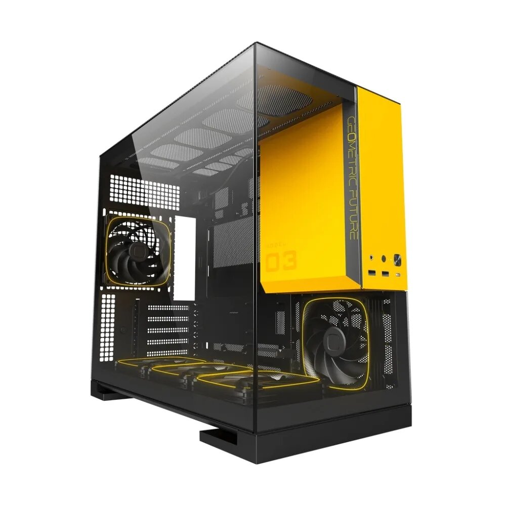Geometric Future Model 3 Black Yellow With Fans / MATX / 5X120MM ARGB Fans / 1AM3NZBY00110