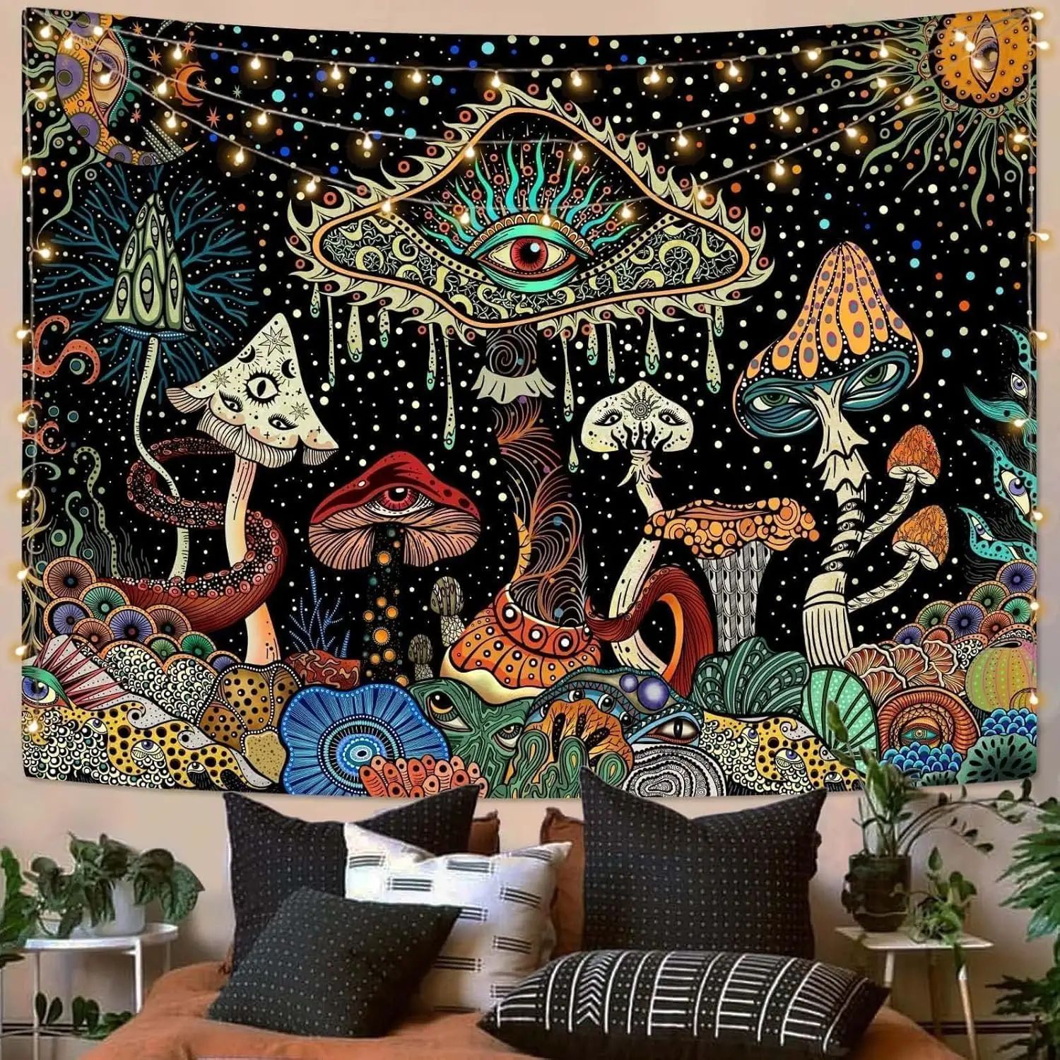 Настенный гобелен Грибной стиль хиппи плакат 230cm x 150cm