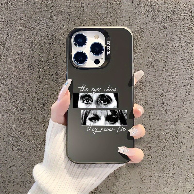 Чехол на Aйфон 15 про макс / IPhone 15 Pro Max чёрный с принтом Глаза Фразы силиконовый ударопрочный