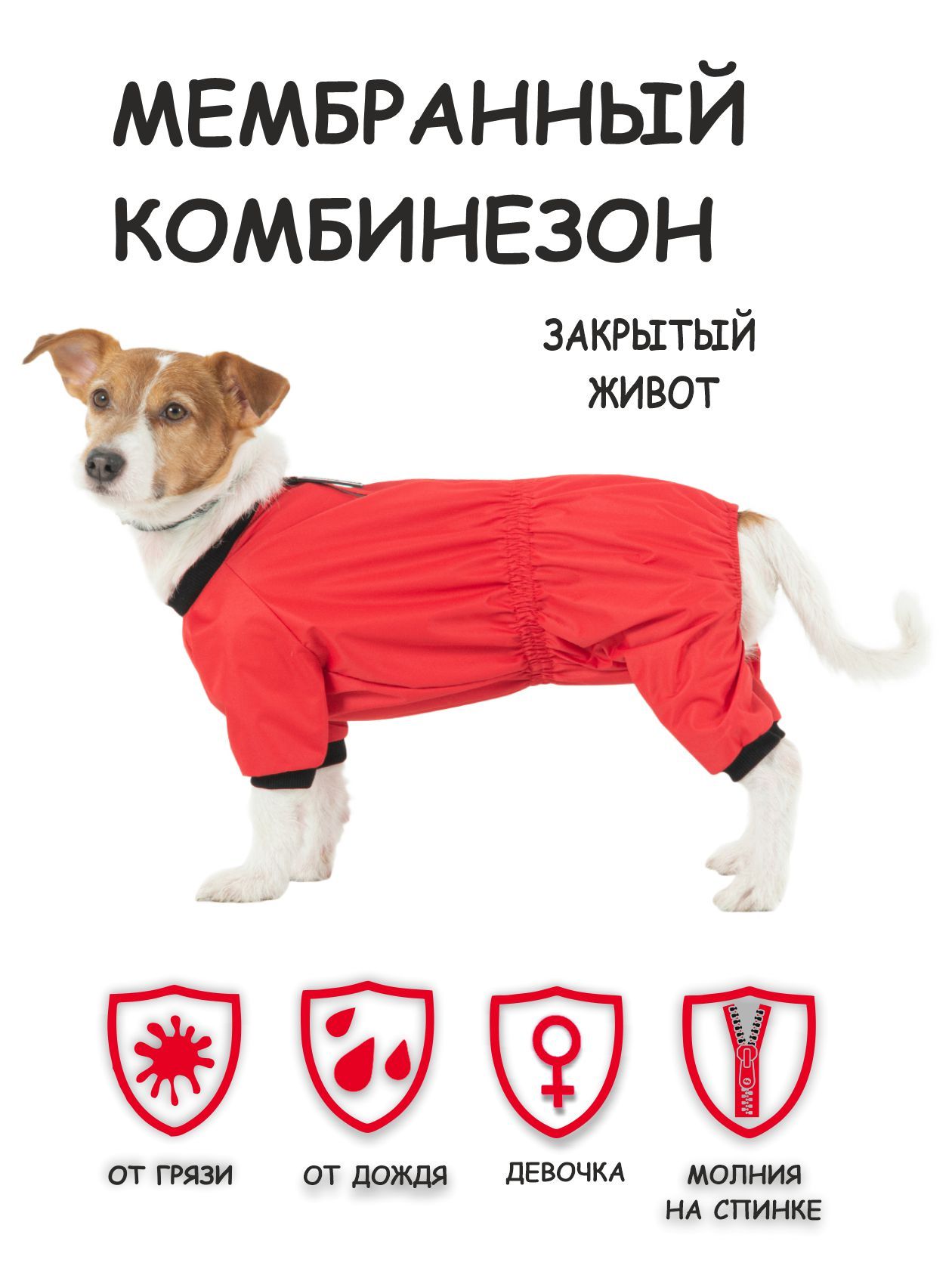 Дождевик для собак "Мартин" (красный) девочка