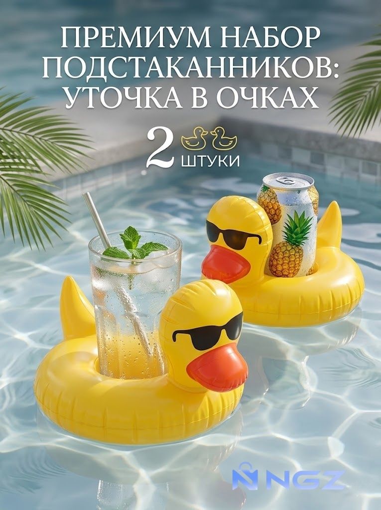 Подстаканник надувной для напитков уточка , 2шт