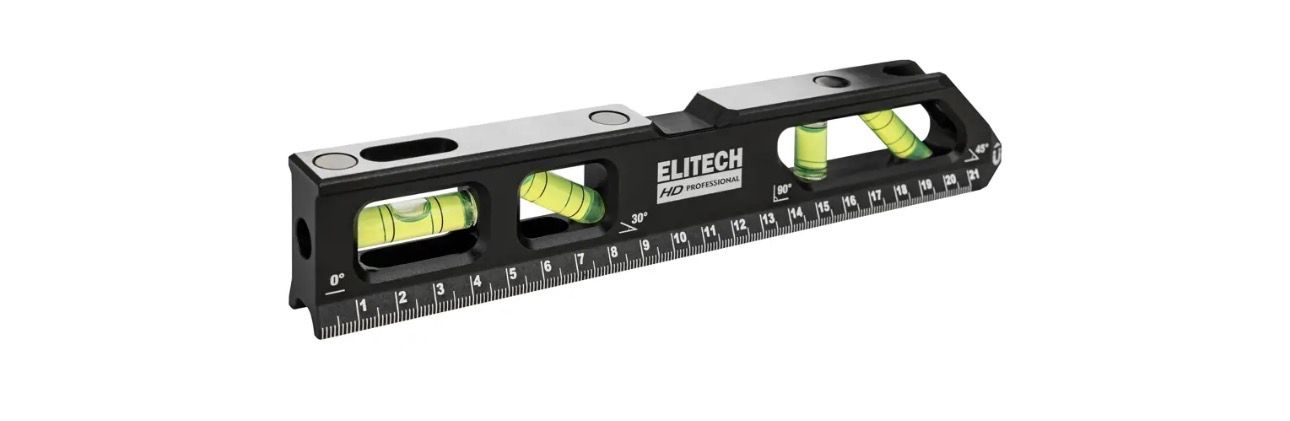Уровень пузырьковый Elitech HD 320306 4 глазка магнитный 230 мм