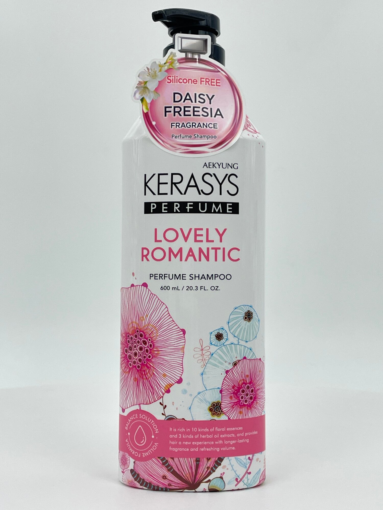 Парфюмированный шампунь Kerasys Lovely Romantic с цветочными эссенциями для объёма и свежести волос, 600 мл