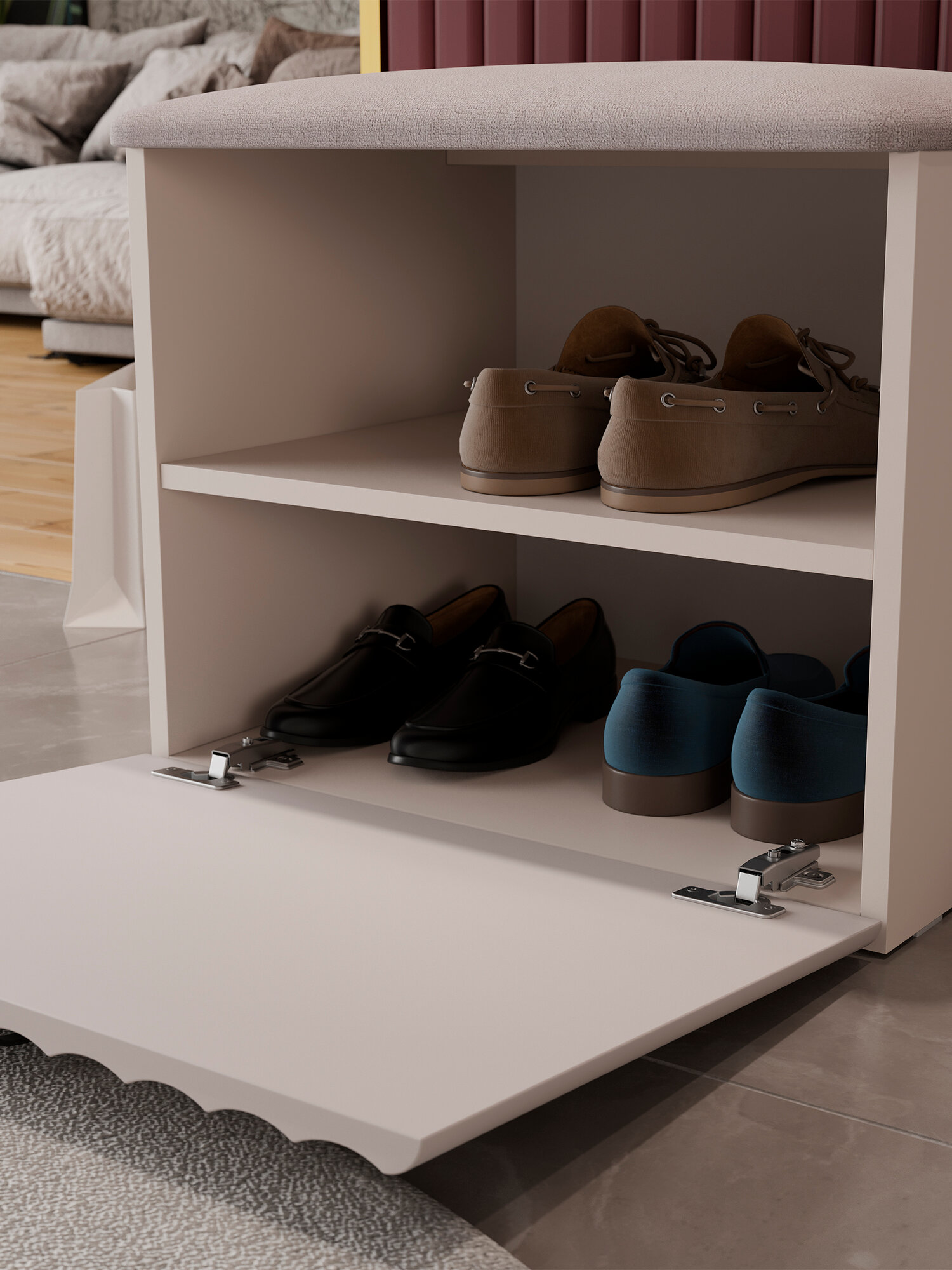 Тумба для обуви ТриЯ "Тиффани", исп. 2.1, кашемир, 55x44x46 см — фото 1