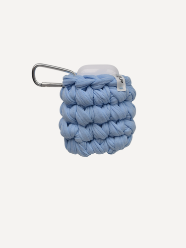 Изображение товара Чехол для наушников, anitochka.shop, с карабином, ручная работа, 7×7 см, нежно-голубой
