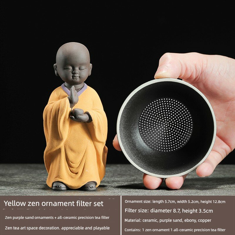 Песочно-желтый набор Zen с чайным фильтром и декоративным аксессуаром