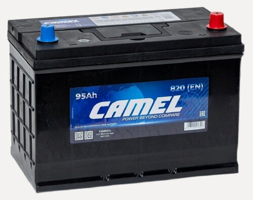 Изображение товара Аккумулятор автомобильный Camel Asia 125D31L 95 А/ч 820 А обр. пол. Азия авто (306x173x225) с бортиком
