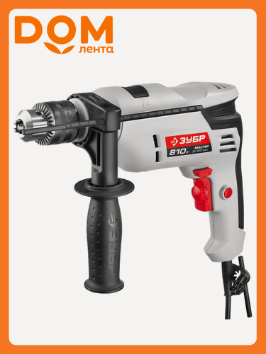 Изображение товара Сетевая дрель ударная ЗУБР ДУ-810 ЭРМ2, мощность 810Вт, ключевой патрон, серый