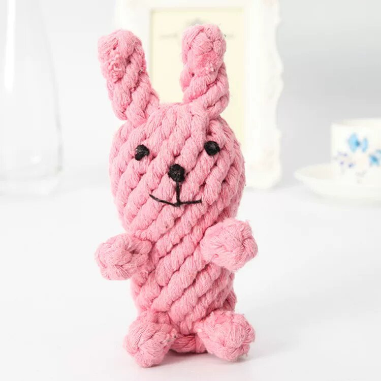 Игрушка кролик размером 13x6 см; ручная хлопковая веревочная игрушка для жевания, акцент на здоровье зубов, набор из 2