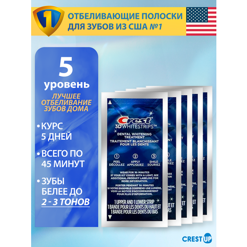 фото Отбеливающие полоски для зубов crest 3d whitestrips professional effects 5 пакетиков 1/4 курса