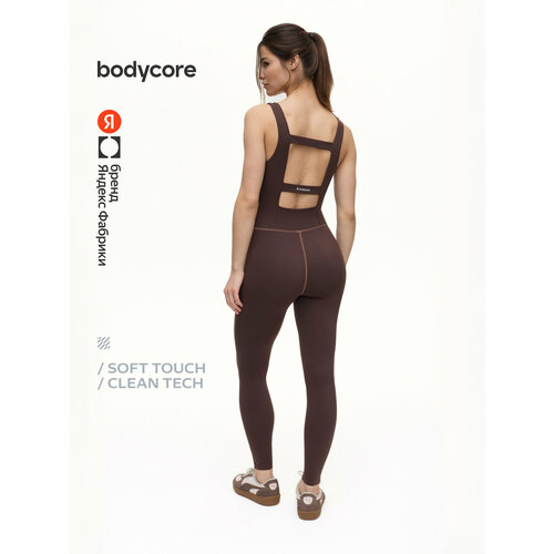 фото Комбинезон спортивный bodycore из ткани soft touch с антибактериальной пропиткой, размер s, шоколадный