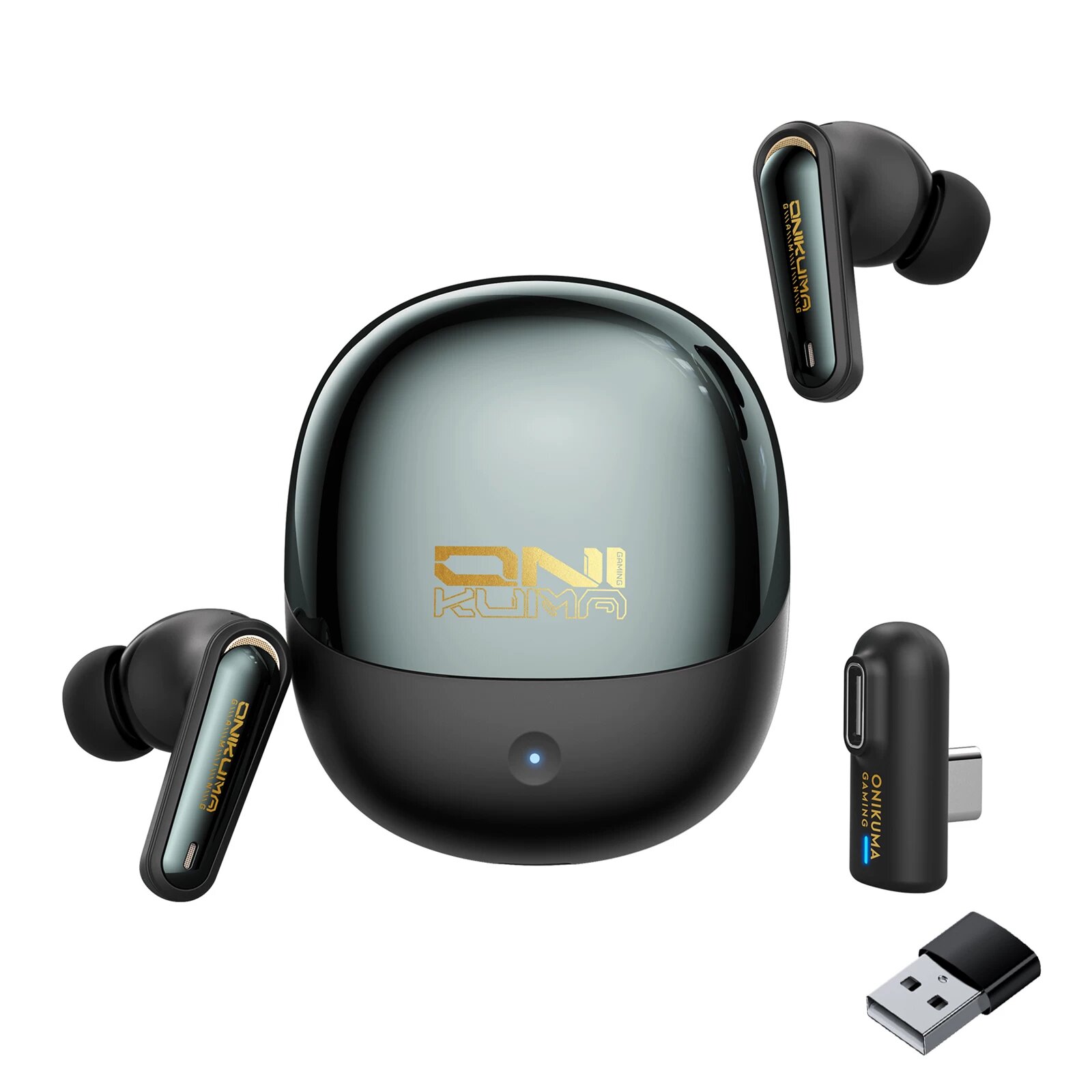ONKUMA беспроводные наушники для игр с низкой задержкой, Bluetooth, 2.4G, C-тип, для ПК, цвет черный