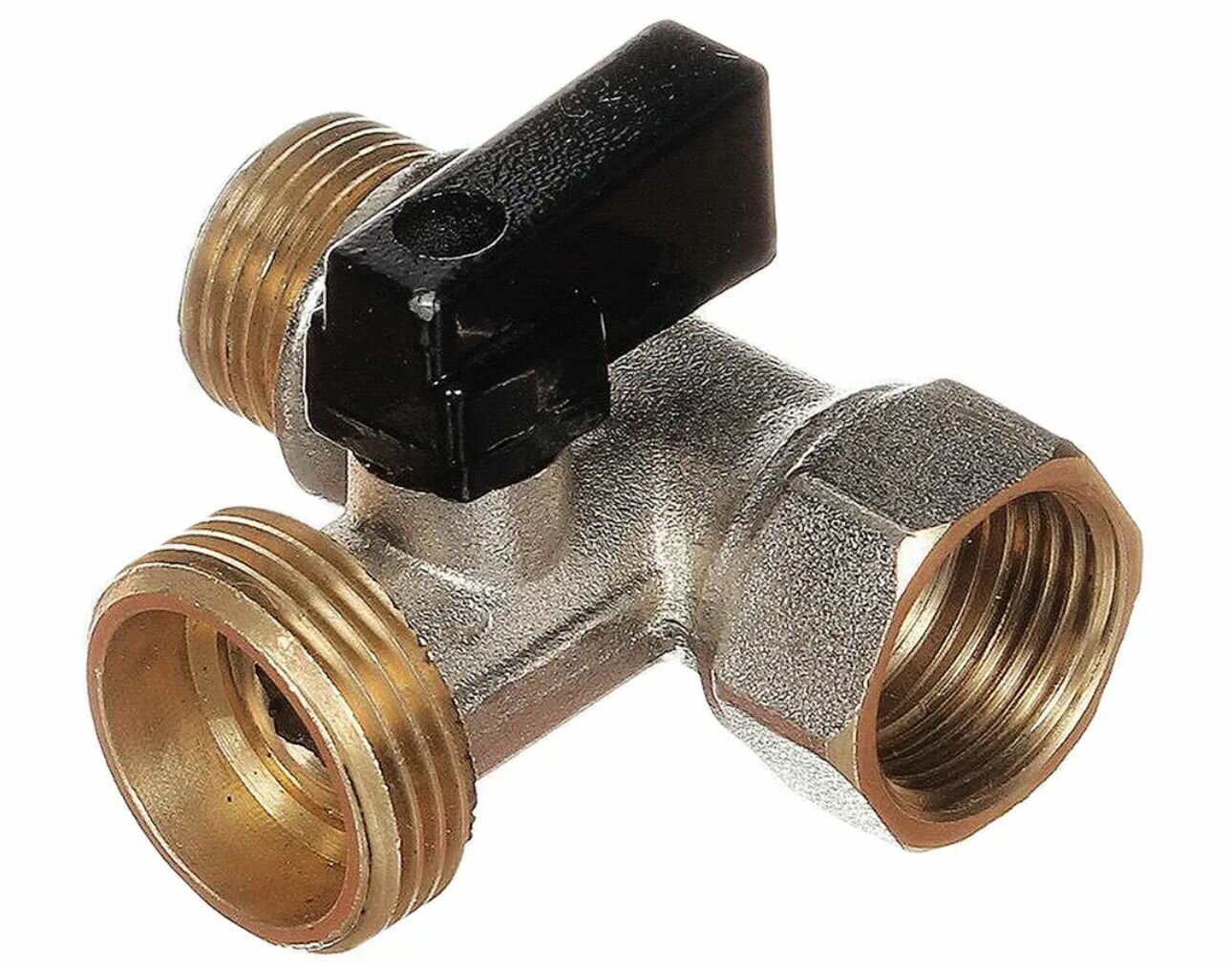 Кран трехходовой MPF DN15 PN20 1/2"x3/4"x1/2" НР/ВР латунь ручка флажок ИС.080348