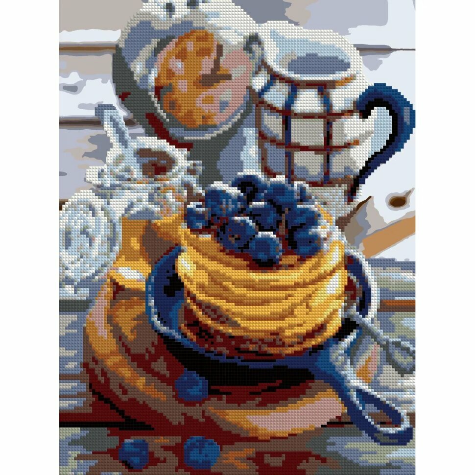 Алмазная мозаика 30x40см(частичное заполнение)Черничные панкейкиАм-038, 2462779