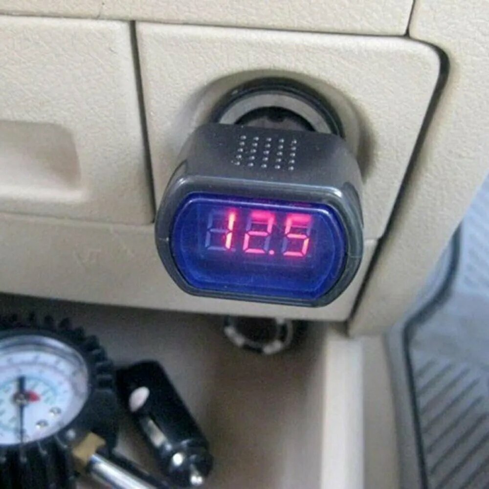 Автомобильный вольтметр для прикуривателя с LED-дисплеем, диапазон 0 30 В