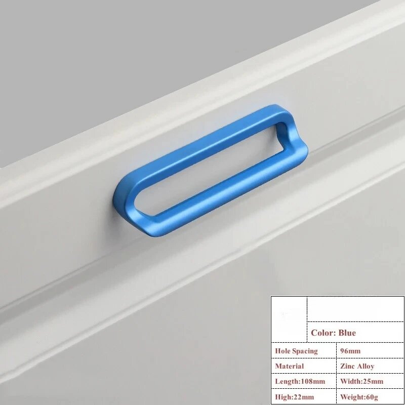 Ручки для мебели из цинкового сплава Синий, 96mm Blue