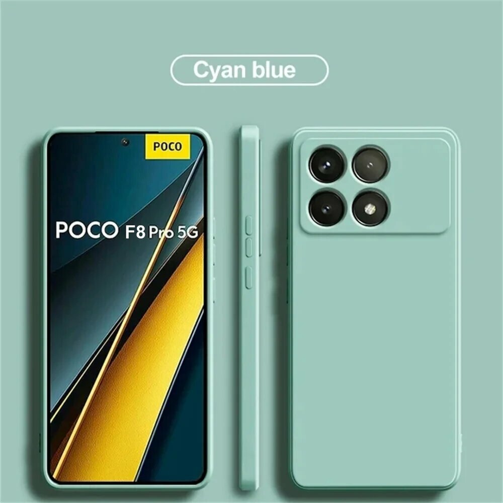 Чехол POCO F8 Pro 5G Cyan Blue из силикона