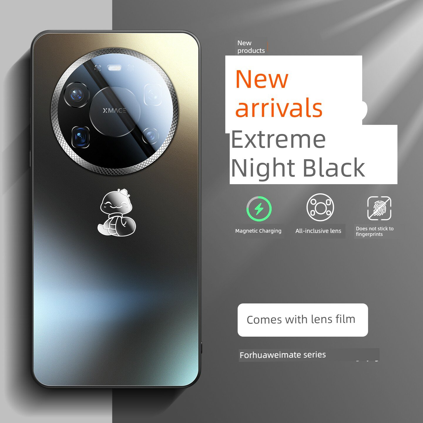 Премиум матовый стеклянный чехол для Huawei Mate80 Pro с защитой от ударов и царапин, матовая поверхность, черный