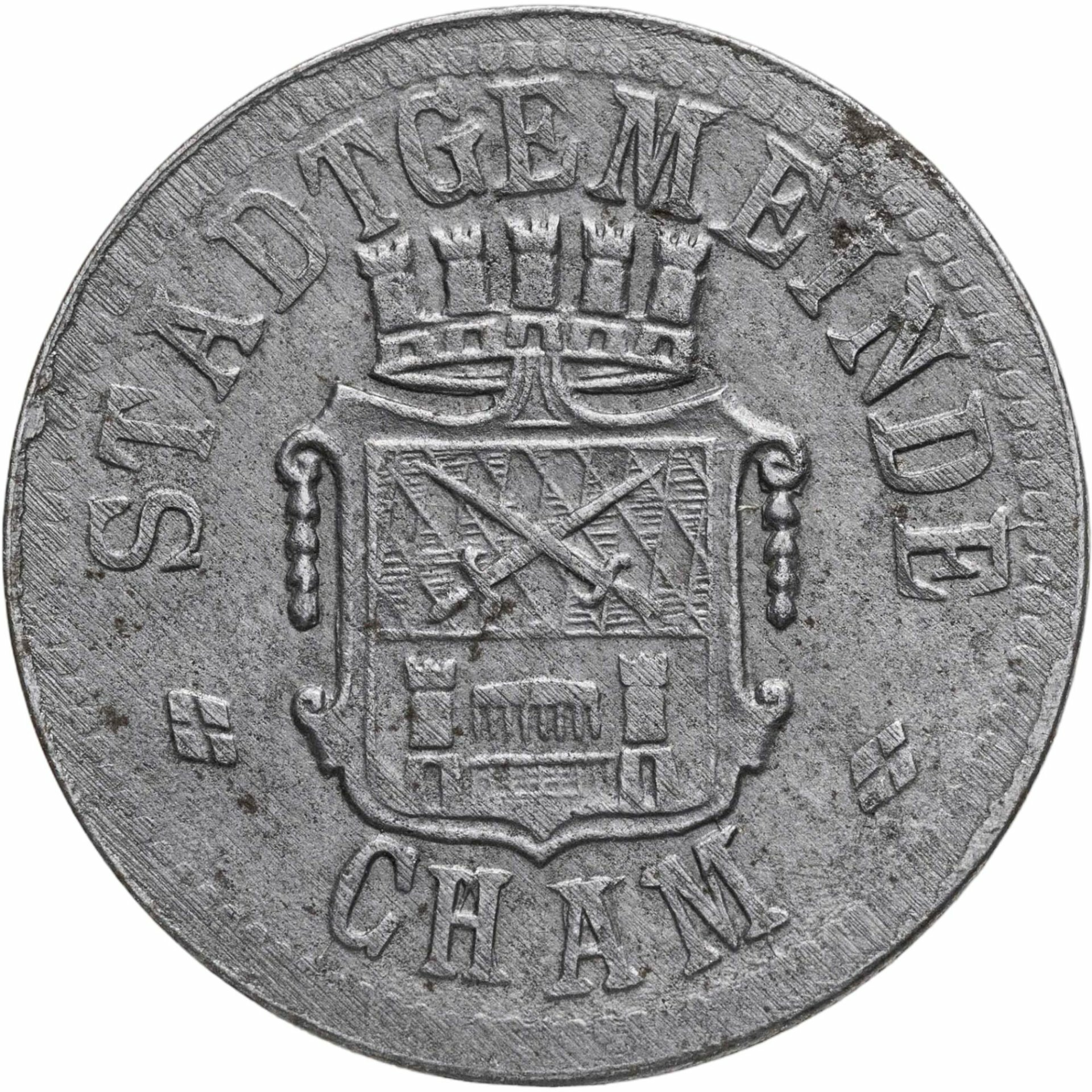 Германия "Город Чам" нотгельд 10 пфеннигов 1917, Цинк, в сохранности XF